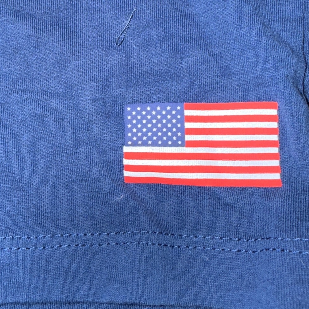 Crane‎ USA Crop Top XXL Blue mock neck American Flag Graphic Tee olympics team - Picture 4 of 6